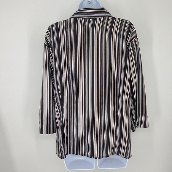 Covington Shirt Women 22W Button Down Blouse Black White Striped Shirt - Picture 8 of 9